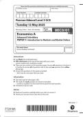 2025 Pearson Edexcel Level 3 GCE 8EC0&sol;01 Economics A Advanced Subsidiary PAPER 1&colon; Introduction to Markets and Market Failure