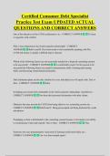 Certified Consumer Debt Specialist  Practice Test Exam UPDATED ACTUAL  QUESTIONS AND CORRECT ANSWERS