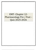EMT- Chapter 12- Pharmacology Pre &sol; Post &ndash; Quiz 2025-2026