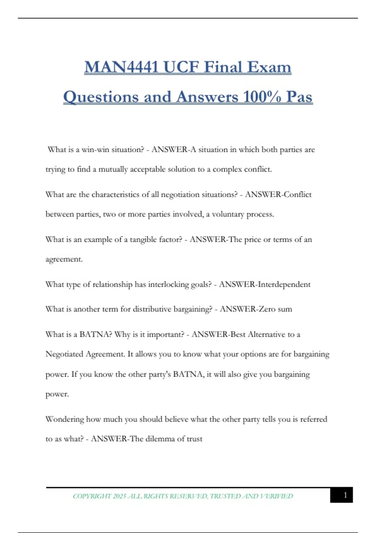 MAN4441 UCF Final Exam Questions and Answers 100% Pas - 2026 Courses ...