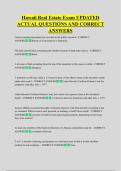 Hawaii Real Estate Exam UPDATED  ACTUAL QUESTIONS AND CORRECT  ANSWERS