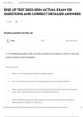 RISE UP TEST 2023-2024 ACTUAL EXAM 150 QUESTIONS AND CORRECT DETAILED ANSWERS 