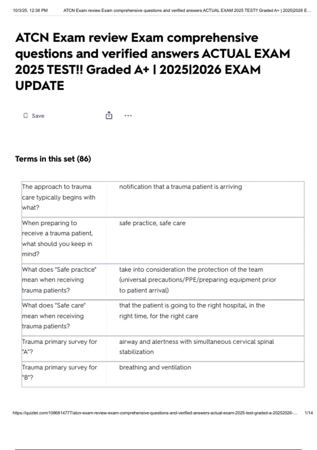ATCN Exam review Exam comprehensive questions and verified answers ...