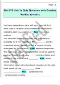 Biol 373 Unit 3a Quiz Questions with Detailed  Verified Answers