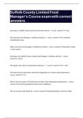 Suffolk County Limited Food Manager-s Course exam with correct answers