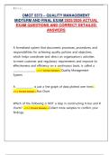 OMGT 5373 &ndash; QUALITY MANAGEMENT MIDTERM AND FINAL EXAM 2025&sol;2026 ACTUAL EXAM QUESTIONS AND CORRECT DETAILED ANSWERS