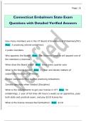 Connecticut Embalmers State Exam  Questions with Detailed Verified Answers