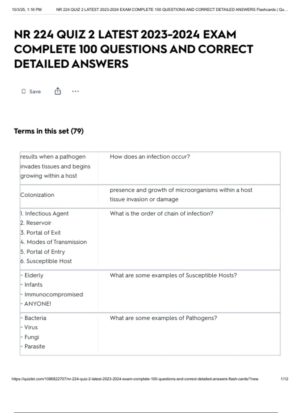 NR 224 QUIZ 2 LATEST EXAM COMPLETE 100 QUESTIONS AND CORRECT DETAILED ...