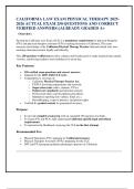 CALIFORNIA LAW EXAM PHYSICAL THERAPY 2025-2026 ACTUAL EXAM 250 QUESTIONS AND CORRECT  VERIFIED ANSWERS&rpar; &vert;ALREADY GRADED A&plus;