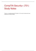 CompTIA Security&plus; &lpar;701&rpar; Study Notes 2025&sol;2026 Complete Questions & Solutions &vert; Real Exam Format &vert; A&plus; Verified & Trusted