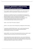 genetics&comma; genomics&comma; and nursing exam with correct answers