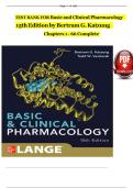 TEST BANK For Basic and Clinical Pharmacology 15th Edition By Bertram G&period; Katzung & Anthony J&period; Trevor&comma; ISBN&colon; 9781260452310&vert;All Chapters 1-66 Complete &vert; Guide A&plus;
