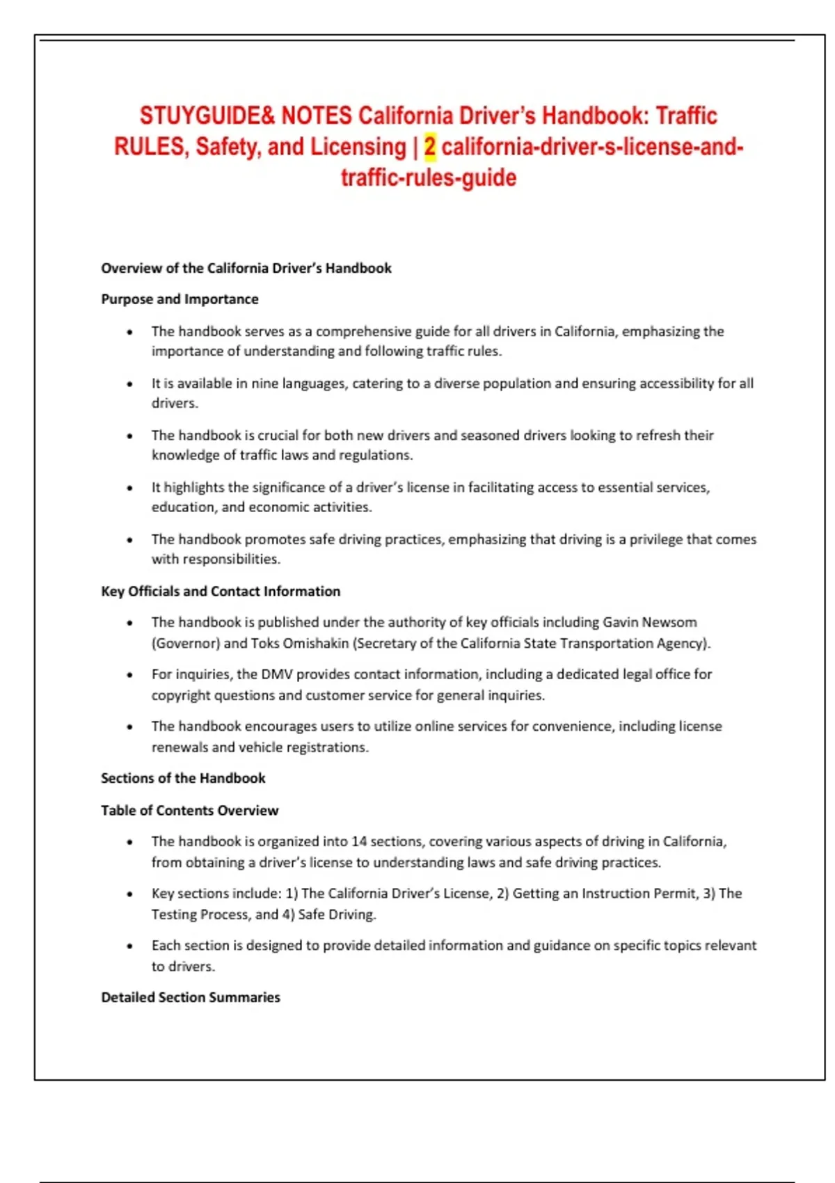 STUYGUIDE& NOTES California Driver’s Handbook: Traffic RULES, Safety ...