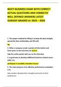 NOCTI BUSINESS EXAM WITH CORRECT ACTUAL QUESTIONS AND CORRECTLY WELL DEFINED ANSWERS LATEST ALREADY GRADED A&plus; 2025 &ndash; 2026