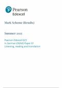 2025 Pearson Edexcel A Level German Mark Scheme Paper 1 &lpar;9GNO&sol;01&colon; Listening&comma; reading and translation&rpar;