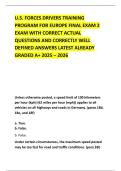 U&period;S&period; FORCES DRIVERS TRAINING PROGRAM FOR EUROPE FINAL EXAM 2 EXAM WITH CORRECT ACTUAL QUESTIONS AND CORRECTLY WELL DEFINED ANSWERS LATEST ALREADY GRADED A&plus; 2025 &ndash; 2026