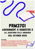 PRM3701 Assignment 2 Semester 2 Memo | Due October 2025
