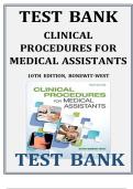 Test Bank for Clinical Procedures for Medical Assistants 10th Edition &lpar;Saunders&comma; 2017&rpar; by Kathy Bonewit West&comma; Isbn no&semi; 9780323377119&comma; all 23 Chapters Covered