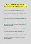 CMR Exam UPDATED ACTUAL  QUESTIONS AND CORRECT ANSWERS