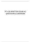 PT 630 WRITTEN EXAM &num;2 QUESTIONS & ANSWERS