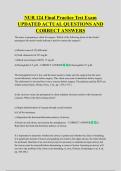 NUR 124 Final Practice Test Exam  UPDATED ACTUAL QUESTIONS AND  CORRECT ANSWERS