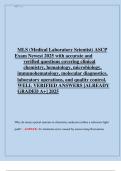 MLS &lpar;ASCP&rpar; Exam 2025 &vert; Verified Test Bank with Questions & Answers