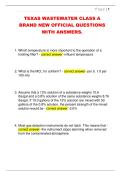 TEXAS WASTEWATER CLASS A  BRAND NEW OFFICIAL QUESTIONS  WITH ANSWERS&period; 