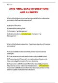 A100 FINAL EXAM IU QUESTIONS AND ANSWERS