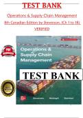 Test Bank for Operations & Supply Chain Management&comma; 8th Canadian Edition by Stevenson & Mottaghi &ndash; All Chapters 1&ndash;18 Covered&comma; Latest Edition
