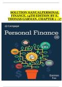 Personal Finance &lpar;14th Edition&comma; E&period; Thomas Garman&rpar; &ndash; Complete Solution Manual for Chapters 1&ndash;17