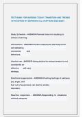 TEST BANK FOR NURSING TODAY TRANSITION AND TRENDS  10TH EDITION BY ZERWEKH ALL CHAPTERS 2025&sol;2026&excl;&excl; 