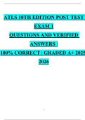ATLS 10th Edition Post Test | Actual Questions with Verified Correct Answers PD