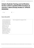 Ontario Pesticide Training and Certification&colon; Section 2 EXAM &lpar;updated 2025&rpar; Questions & Answers &vert; Latest Already Graded A&plus; UPDATE 2025&vert;2026