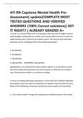 ATI RN Capstone Mental Health Pre-Assessment&vert; update&vert;COMPLETE MOST TESTED QUESTIONS AND VERIFIED ANSWERS &lpar;100&percnt; Correct solutions&rpar;&vert; GET IT RIGHT&excl;&excl; &vert; ALREADY GRADED A&plus;