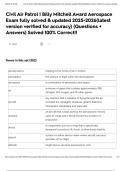 Civil Air Patrol &vert; Billy Mitchell Award Aerospace Exam fully solved & updated 2025-2026&lpar;latest version verified for accuracy&rpar; &lpar;Questions &plus; Answers&rpar; Solved 100&percnt; Correct&excl;&excl;