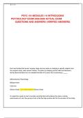 PSYC 101 MODULES 1-6 INTRODUCING  PSYCHOLOGY EXAM 2025&sol;2026 ACTUAL EXAM  QUESTIONS AND ANSWERS &lpar;VERIFIED ANSWERS&rpar; 