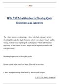 BSN 335 Prioritization in Nursing Quiz  Questions and Answers