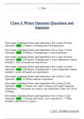 Class A Water Operator Questions and  Answers