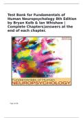 Test Bank for Fundamentals of Human Neuropsychology 8th Edition by Bryan Kolb & Ian Whishaw &vert; Complete Chapters &vert; verified answers
