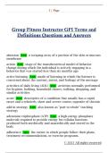 Group Fitness Instructor GFI Terms and  Definitions Questions and Answers 