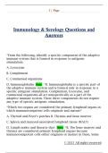 Immunology & Serology Questions and  Answers