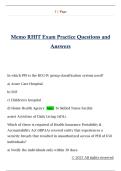 Memo RHIT Exam Practice Questions and  AnswersMemo RHIT Exam Practice Questions and  Answers