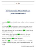 NC Correctional officer Final Exam  Questions and Answers
