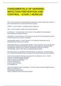 FUNDAMENTALS OF NURSING&colon; INFECTION PREVENTION AND CONTROL - EXAM 1 NURS125 QUESTIINS AND ANSWERS