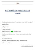 Nurs 4550 Final UVU Questions and  Answers