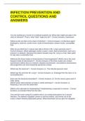 INFECTION PREVENTION AND CONTROL QUESTIONS AND ANSWERS