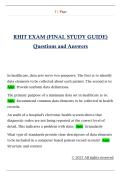 RHIT EXAM &lpar;FINAL STUDY GUIDE&rpar;  Questions and Answers