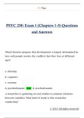 PSYC 230&colon; Exam 1 &lpar;Chapters 1-5&rpar; Questions  and Answers 