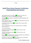 Small Water System Operator Certification  Exam Questions and Answers 