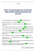 Water Treatment Operator Certification Study Guide &lpar;AWWA&rpar; &ndash; Questions and Correct Answers &vert; Verified Exam Prep &lpar;Latest Edition&rpar;